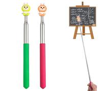 2Pcs Teachers Pointer, Telescopic Pointer Stick, Cute Cartoon Pointers Extendable Retractable Pointers Teacher Pointer Stick for Presentations Teaching, Lecture,Office (Up to 66cm, Random Color)