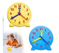 2PCS Teaching Clocks for Children Yellow and Blue Learn to Tell the Time Clock Tell the Time Clock for Kids Colorful Interactive Teaching Time Learning Clock Diameter 10cm Ideal Suitable for Children