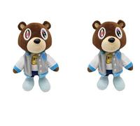 2Pcs Teddy Bear Plush Toys Kanye West Graduation Soft Stuffed Home Room Decor