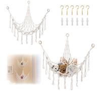 2pcs Teddy Hammock Toy Storage Net, Toy Hammock for Stuffed Animals Cuddly Toys Storage Net, Teddy Bear Storages Hammocks for Soft Toys, Boho Plush Nursery Hanging Organizer for Kids Bedroom Decor