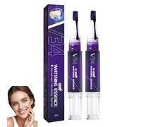 2Pcs Teeth Whitening Pen, Purple Teeth Whitening Gel Essence, Stain Removal for Teeth, Protect Gums & Oral Care, Enamel-Safe Formula, Professional Smile Brightening at Home and On-The-Go