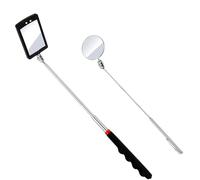 2PCS Telescopic Inspection Mirror, LED Telescopic Inspection Mirror | Portable Round 360 Degree Rotating Inspection Mirror Flashlight and Round/Square Inspection Mirror