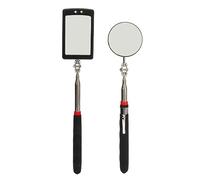 2Pcs Telescoping Inspection Mirror Set LED Lighted Flexible Retractable Pickup Tools Round Square