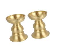 2Pcs Temple Stand Traditional Buddhist Altars Accessories Solid Brass Candleholder Stable Base Easy Maintenances Elegant Brass Votives for Worship