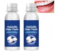 2PCS Temporary Tooth Repair Kit,Teeth Filling Repair Kit with False Teeth & Filler,Moldable Tooth Filler,Dental Glue for Filling Missing Broken Teeth,Missing Tooth Replacement Set,Easy to Use,Gentle