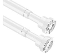 2pcs Tension Curtain Rod 85-142cm Telescopic Curtain Pole No Drill, Spring Loaded Curtain Rod White Shower Rail Extendable for Net Curtains, Small Windows, Door, Cupboards, Clothes, Bathroom, Bedroom
