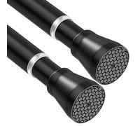 2Pcs Tension Curtain Rods 85 to 150 cm Black Tension Rods Never Rust Spring Tension Rod Adjustable Curtain Rod Non-Slip Spring Curtain Rod No Drilling Curtain Tension Rod for Window or Shower