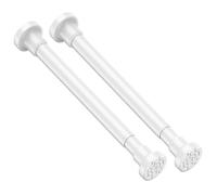 2pcs Tension Pole Small 42-75cm Extendable Tension Curtain Rod No Drilling Rustproof Net Curtain Rod Spring Loaded Curtain Poles for Closet, Kitchen, Cupboard, Wardrobe, Bookshelf (White)