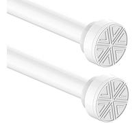 2PCS Tension Rod Extendable Shower Curtain Pole No Drill Curtain Pole Shower Poles Extendable Curtain Rod No Drill for Bathroom, Window, Door, Closet, 65-85cm White(Diameter 25 mm)