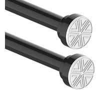2PCS Tension Rods for Curtains Extendable Shower Curtain Pole No Drill Curtain Pole Shower Poles Extendable No Drill for Bathroom, Window, Door, Closet, 65-85cm Black(Diameter 25 mm)