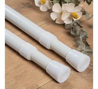 2PCS Tension Rods for Net Curtains Easy Use Net Curtain Rods Extendable Spring Loaded Tension Rod for Kitchen, Bathroom, Wardrobe, Window, Diameter: 22mm(100-180CM/39.4-70.9Inch,White)