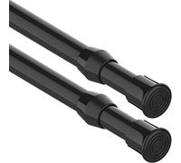 2PCS Tension Rods for Net Curtains Easy Use Net Curtain Rods Extendable Spring Loaded Tension Rod for Kitchen, Bathroom, Wardrobe, Window, Diameter: 13mm(70-120CM/27.6-47.2Inch,Black)