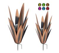 2Pcs Tequila Rustic Sculpture DIY Metal Agave Plant Home Decor Rustic Hand Painted Metal Agave Garden Ornaments Outdoor Decor Figurines Home Yard Decorations Stakes Lawn Ornaments (C-2pcs-black)