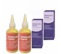 2pcs Texture Paste 100ml Metallic Golden Sculpture Modeling Paste Acrylic Medium for Texture, DIY 3D Textured Creative Art High Density, Stencils for Painting, Ideal for Wood/T-Shirts/Glass/Stone