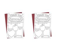 2PCS Thank You Card for Teacher, Funny Teacher Appreciation Card Gift, Fill in the Blanks,Teacher Thank You Gifts Card from School Students with Envelopes