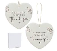 2Pcs Thank You Gift, Heart Shape Ceramic Thank You Plaque with Box, Hanging Keepsake Ornaments Sentimental Gift - A Little Heart to Say A Big Thank You