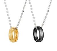2Pcs The One Ring, Ring of Power, Stainless Steel Men's Necklaces for Inside and Outside Engraved, The One Rings for A Dressing Decoration for Men and Women