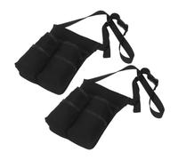 2pcs Therapist Waist Pouch Double Bottle Holder with Adjustable Belt | Oxford Cloth and Nylon, Front Tool Pocket with Side Elastic Bands, Black Finish