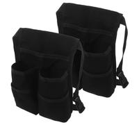 2pcs Therapist Waist Tool Pouch with Double Bottle Holder Belt Black | Oxford Nylon Build, Front Pocket and Side Bands, Adjustable Fit for Therapists on Busy Sessions