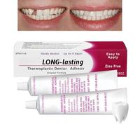 2PCS Therm/oplastic Den/ture Adh/esive,Den/ture Fixation Adh/esive,Den/ture Repair Kit,Tooth Filler Material,Zinc Free Den/ture Adh/esive Fixative Cream,Comfortable & Secure Den/ture for Up to 7 Days