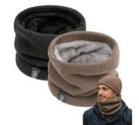 2PCS Thermal Fleece Neck Gaiter - Mid-Fit Soft Snood for UK6-11 Adults Warm Breathable Cover for Winter Cycling Running Football Hiking Outdoor Activities in Black and Khaki