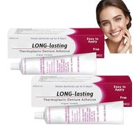 2PCS Thermoplastic Denture Adhesive Cream,Denture Fixation Adhesive for Adults,False Teeth Silicone Reline Kit,Comfortable Long Holding Convenient Dental Glue,Denture Adhesive Repair Kit for Teeth