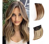 2Pcs Thick Hairpieces Clip in Hair Extensions Synthetic Invisible Seamless Adding Extra Hair Volume for Thinning Hair Women Honey Brown mix with Bleach Blonde