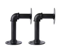 2pcs Thick Industrial Iron Shelf Bracket for Wood Board Wall Support | Retro Black Iron Art, One Flange and Plate Structure, Easy Wall Installation for Bookshelf and Kitchen