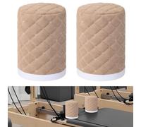 2PCS Thicken Pilates Reformer Shoulder Block Covers, 7.5"x4"x4" Shoulder Rest Covers with Hook and Loop Straps, Loop Fastener for Comfort, Compatible with Most Reformers (Brown)