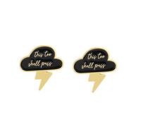 2Pcs This Too Shall Pass Cloud & Lightning Pin Set - Motivational Enamel Brooches, Inspirational Gift for Strength & Hope