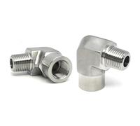 2Pcs Threaded Hose Fittings Stainless Steel Male & Female Adapter 90 Degree Elbow Pipe Connector for Machinery Industry(1/4")