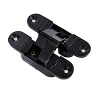 2Pcs Three-Dimensional Invisible Door Hinges ，Wooden Door Folding Blind Doors Cross 180° Inside and Outside Open Hidden Hinges(Black,Left)