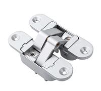 2Pcs Three-Dimensional Invisible Door Hinges ，Wooden Door Folding Blind Doors Cross 180° Inside and Outside Open Hidden Hinges(Silver,Left)