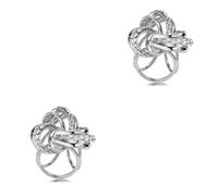 2pcs Three Ring Rhinestone Scarf Clip Alloy Silver Shawl Fastener | Modern Vintage Style, Knot Free Hold for Small to Medium Scarves and Shawls, Gift Ready