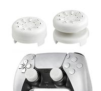 2PCS Thumb Grip Joystick Caps for PS5/PS4 Controller, Silicone Thumb Cap 1 High-Rise 1 Mid-Rise Non Slip Rubber Textured Grip Design to Help with Aim Control Accuracy Compatible with PS5 PS4 (White)