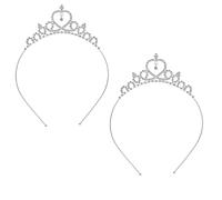2Pcs Tiara Crown Rhinestone Crystal Tiara Crown, Princess Queen Tiara Headband Tiara for Women Girls Gifts, Princess Prom Birthday Party Costume, Hair Accessories (Silver)