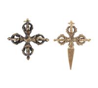 2PCS Tibetan Copper Vajra Pendants Necklace Charms DIY Hanging Ornaments Key Chain Decor for Spiritual Jewelry Random Style