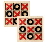 2PCS Tic Tac Toe Game,Intelligence Development Noughts and Crosses Game, Nine Grid XO Well Shaped Chessboard, for Interactive Board Games for Families and Children (Red/Black)