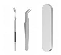 2PCS Tick Remover Tools Set - Stainless Steel Tick Removal Kit for Humans Dogs Cats Pets - Includes Fine Tip Tweezers and Tick Remover with Metal Storage Box (Silver)