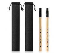 2PCS Tin Whistle, Irish Tin Whistle D with Brass Body, Six-Hole Penny Whistles for Beginners and Traditional Folk Music, D Tin Whistle with Smooth Tone Control for Practice and Performance