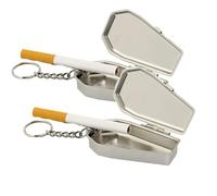 2pcs Tinplate Coffin Shape Pocket Ashtray, Portable Mini Ash Tray with Lids, Modern Easily Bringing Smoking Ash Organizer for Travelling, Camping