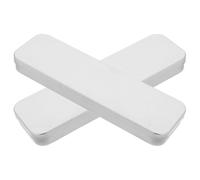 2pcs Tinplate Pencil Box for Students and Artists Rectangular Silver | Hinged Lid, Single-layer Modern Design, Spacious Interior for Gel Pens, Makeup Brushes, Home Study and Office