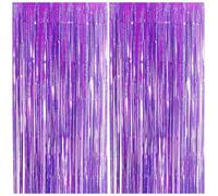 2pcs Tinsel Curtain Pink Glitter, 3ft X 6.4ft Aluminum Foil Flow Curtain Background Streamer, Girls Tinsel Curtains Pastel Foils Fringe,Birthday Party Wedding Holiday Backdrop Decoration (Purple)