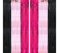 2PCS Tinsel Curtains in Party Decorations, foil Curtain 3.3ft x 6.6ft Pink, Pink Birthday Decorations, Birthday Decoration for Girls Party Wedding Halloween