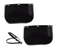 2PCS Tinted Face Shield with 1PC Bracket 15.5x7.9 inch Replacement Safety Face Shield for Hard Hat, Welding, Grinding, DIY, Cosplay Helmet for Hard Hat Tinted