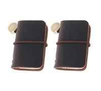 2PCS Tiny Leather Travelers Notebook, Mini Size Personalized Refillable Journal Miniature Notebook Diary For Writers, Poets, Travelers (Purple)