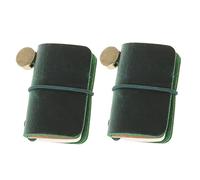 2PCS Tiny Leather Travelers Notebook, Mini Size Personalized Refillable Journal Miniature Notebook Diary For Writers, Poets, Travelers (Green)