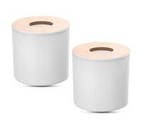 2PCS Tissue Box Cover, Decorative Round Paper Holder Modern Tissue Box Holder Bathroom Paper Roll Dispenser for Home Bedroom Office Living Room (Round White)