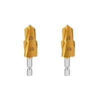 2Pcs Titanium Coated Hex Shank Step Drill Bit Set For PPR Pipe Repairs Bearing Steel Expansion Drill With 90 Degree Cutting Design For Plastic MMP Pipelines (2pcs 20mm)