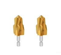 2Pcs Titanium Coated Hex Shank Step Drill Bit Set For PPR Pipe Repairs Bearing Steel Expansion Drill With 90 Degree Cutting Design For Plastic MMP Pipelines (2pcs 25mm)
